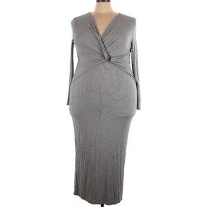 SHEIN Gray V-Neck Bodycon Dress